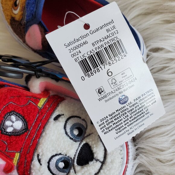 Paw Patrol Characters Toddler Kids Fleece Slip-On Sneakers SZ 6 - Picture 10 of 11